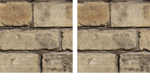 Comparison of BC1-compressed brick texture vs uncompressed original