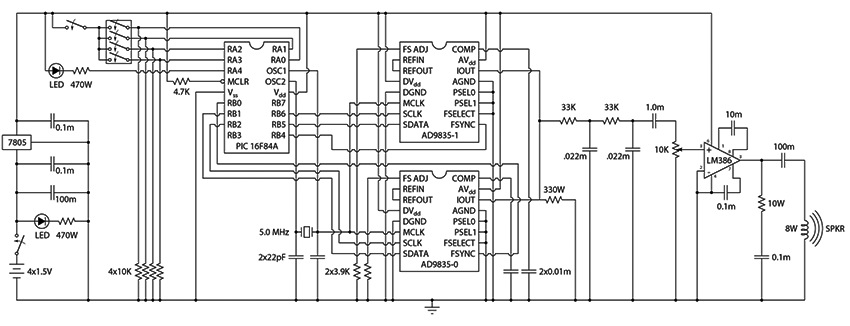 Schematic of electronic music box